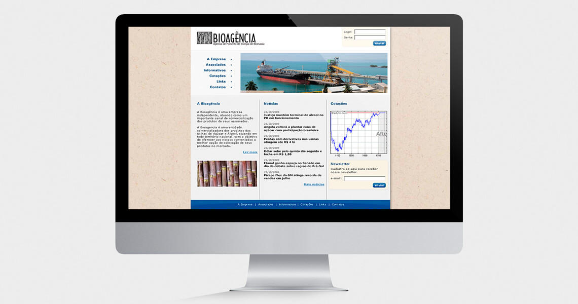Homepage do site da Bioagência
